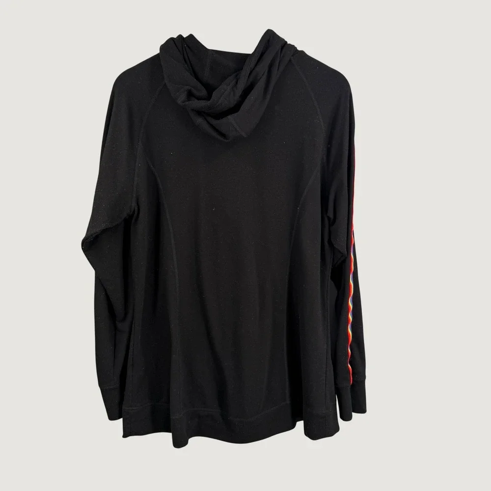 Torrid Size 3X Black Zip Hoodie Rainbow Stripe Sleeve Full Zip Plus Size Jacket